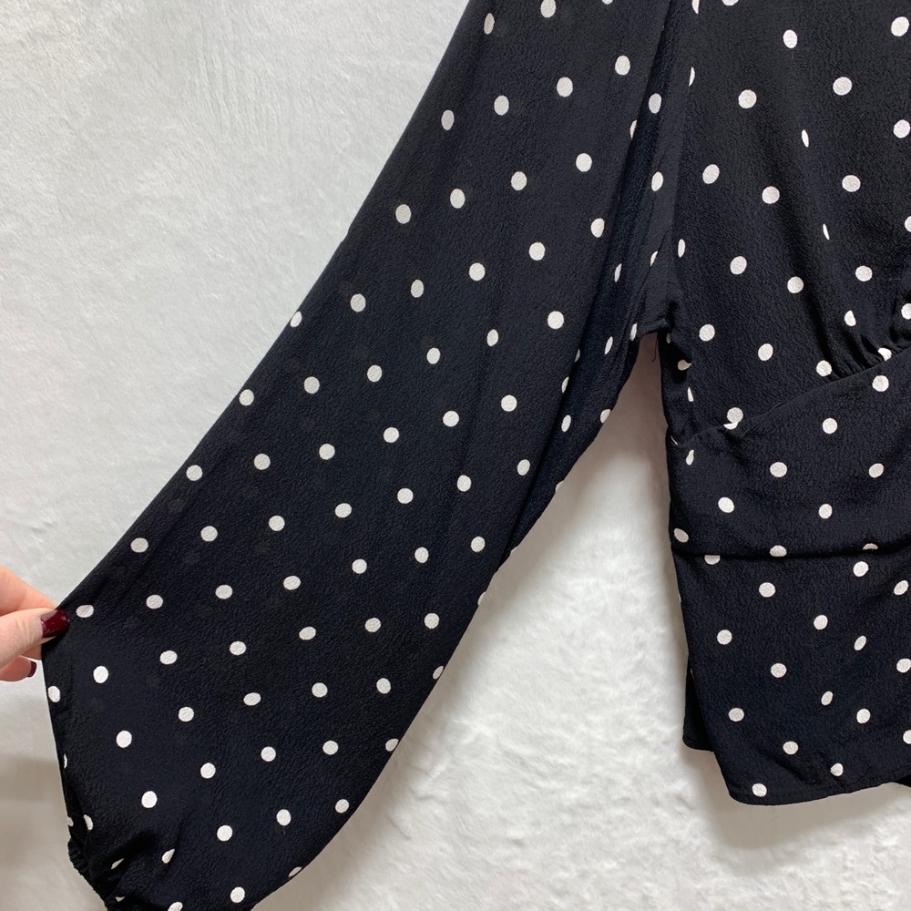 Aritzia Wilfred New Prairie Blouse Black White Polka Dot Sz S - Picture 7 of 14